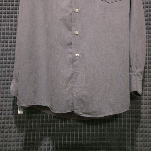 Button Long Sleeve Collared Shirt Mens 17-34/35 Gray EndonEnd Dress Work Cotton - Picture 5 of 14